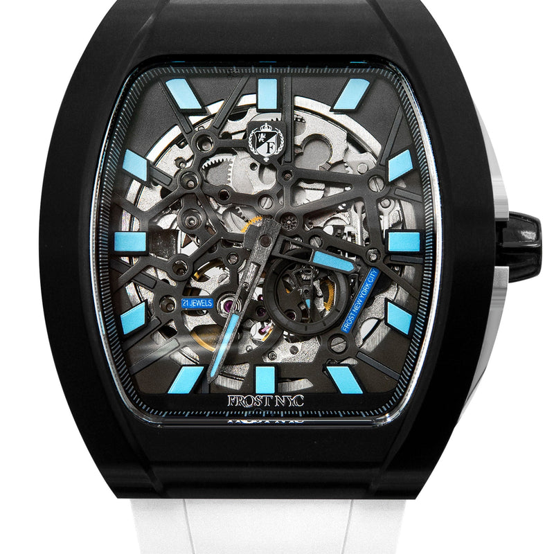 Frost NYC Mens Watch - Automatic Skeleton Sport Black Watch | FRST-01-SB| White