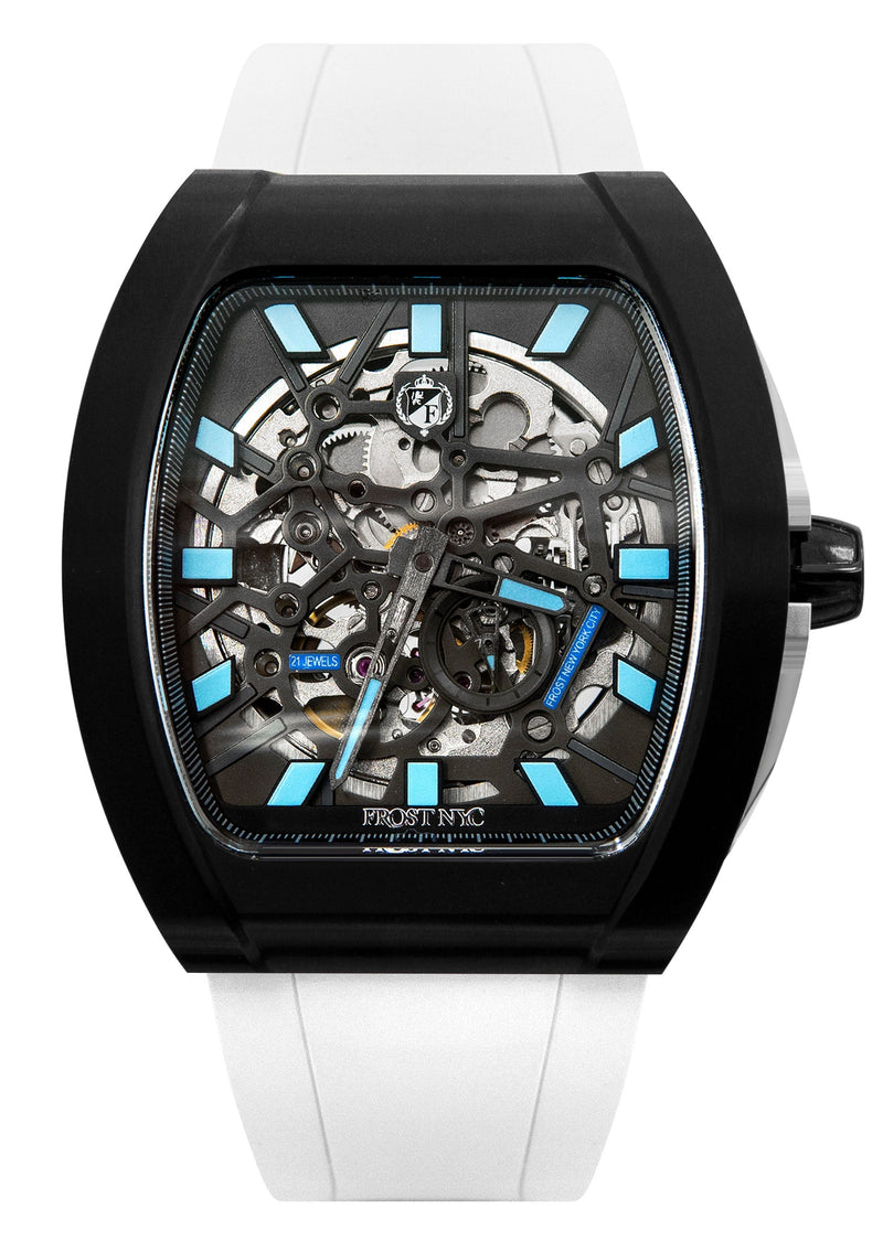 Frost NYC Mens Watch - Automatic Skeleton Sport Black Watch | FRST-01-SB| White