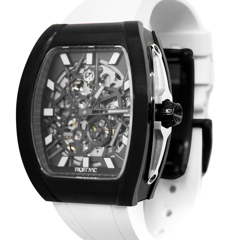 Frost NYC Mens Watch - Automatic Skeleton Sport Black Watch | FRST-01-SB| White