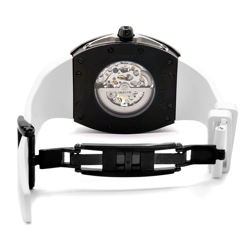 Frost NYC Mens Watch - Automatic Skeleton Sport Black Watch | FRST-01-SB| White