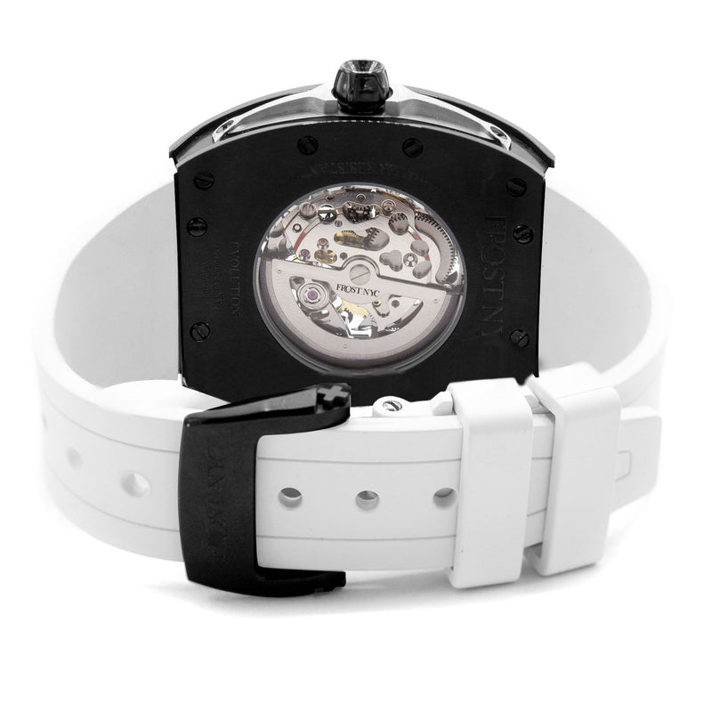 Frost NYC Mens Watch - Automatic Skeleton Sport Black Watch | FRST-01-SB| White