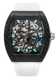 Frost NYC Mens Watch - Automatic Skeleton Carbon Fiber Sport Watch | FRST-01-CFS | White