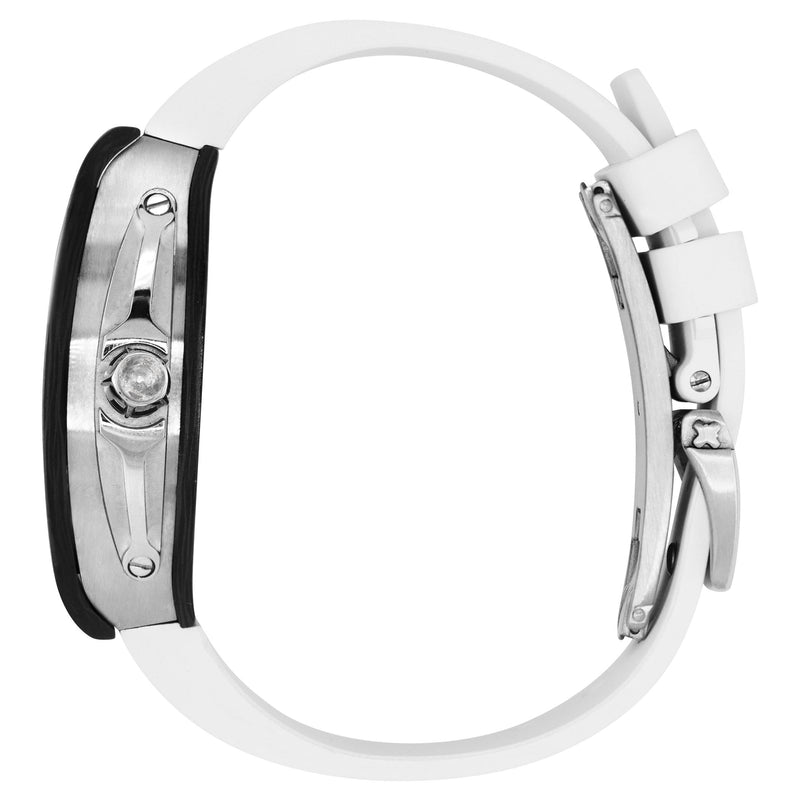Frost NYC Mens Watch - Automatic Skeleton Carbon Fiber Sport Watch | FRST-01-CFS | White
