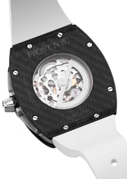 Frost NYC Mens Watch - Automatic Skeleton Carbon Fiber Sport Watch | FRST-01-CFS | White