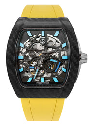 Frost NYC Mens Watch - Automatic Skeleton Carbon Fiber Sport Watch | FRST-01-CFS | Yellow