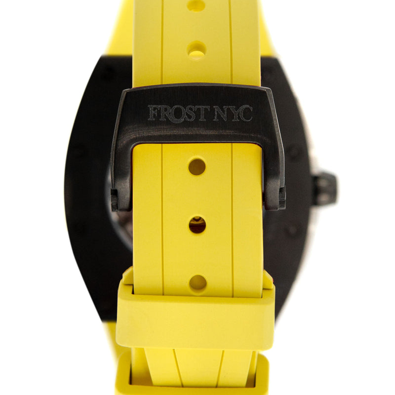 Frost NYC Mens Watch - Automatic Skeleton Sport Black Watch | FRST-01-SB| Yellow