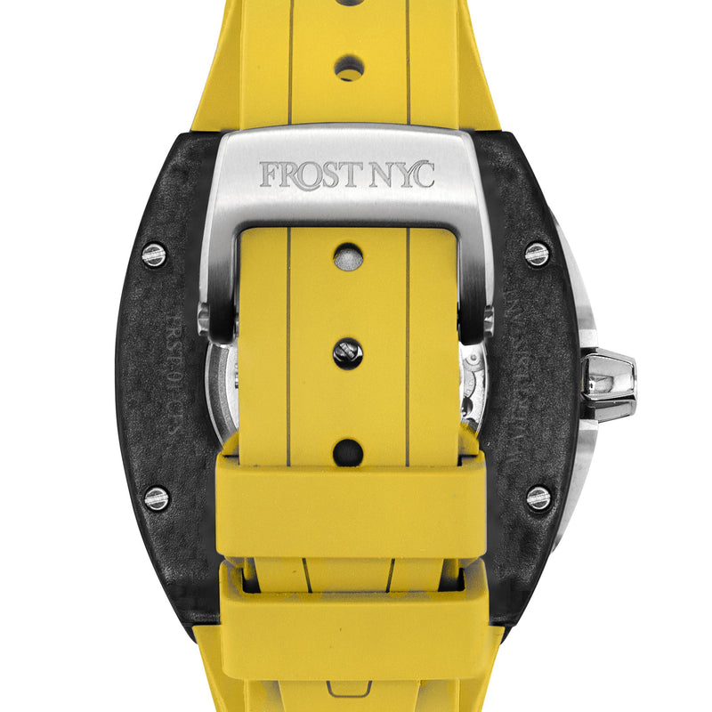 Frost NYC Mens Watch - Automatic Skeleton Carbon Fiber Sport Watch | FRST-01-CFS | Yellow