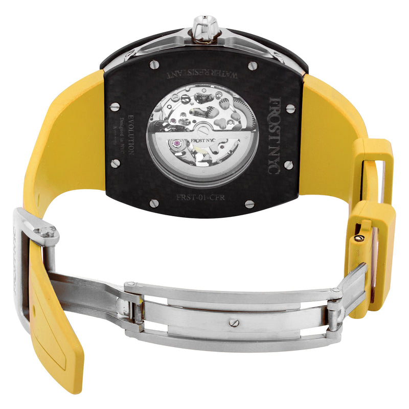 Frost NYC Mens Watch - Automatic Skeleton Carbon Fiber Sport Watch | FRST-01-CFS | Yellow
