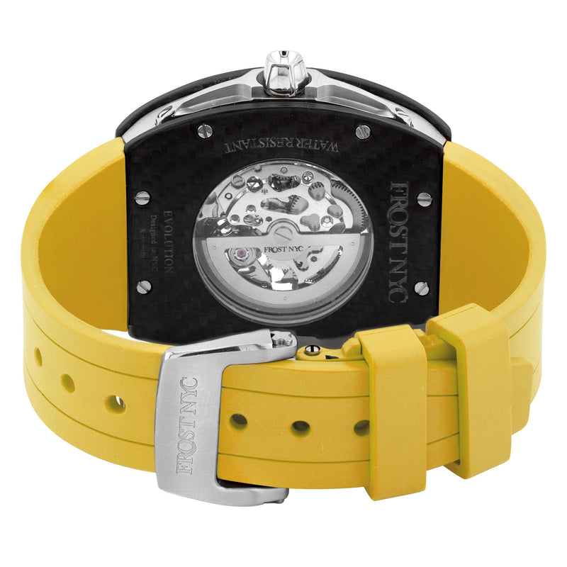 Frost NYC Mens Watch - Automatic Skeleton Carbon Fiber Sport Watch | FRST-01-CFS | Yellow