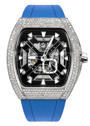 Frost NYC Mens Watch - Automatic Skeleton Stainless Steel Sport Diamond Watch | FRST-01-XS-D | Blue