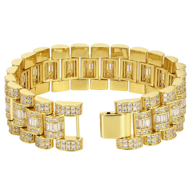Baguette Presidential Bracelet Gold Plated