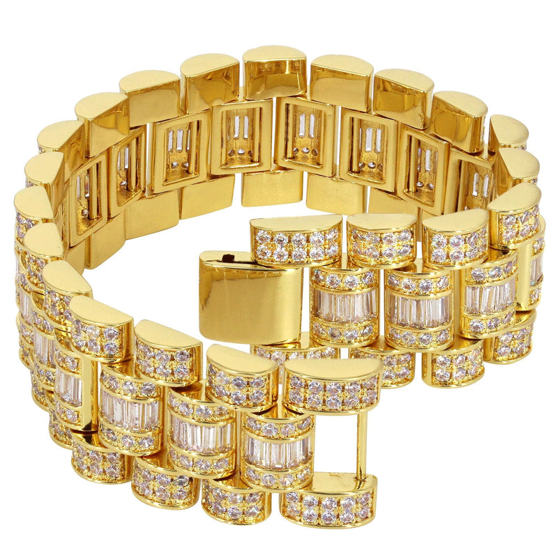 Baguette Presidential Bracelet Gold Plated
