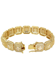Gold Plated Iced Out Square Cluster Bracelet