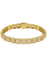 Gold Plated Iced Out Square Cluster Bracelet