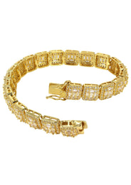 Gold Plated Iced Out Square Cluster Bracelet
