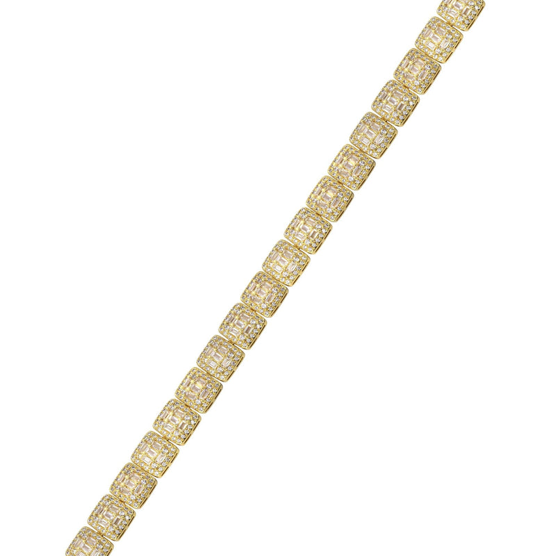 Gold Plated Iced Out Square Cluster Bracelet