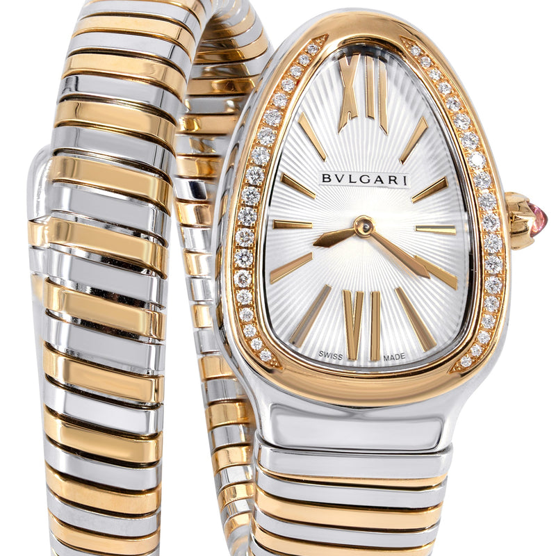 DIAMOND BVLGARI SERPENTI WATCH IN STAINLESS STEEL & ROSE GOLD