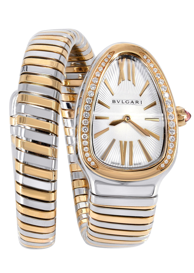 DIAMOND BVLGARI SERPENTI WATCH IN STAINLESS STEEL & ROSE GOLD