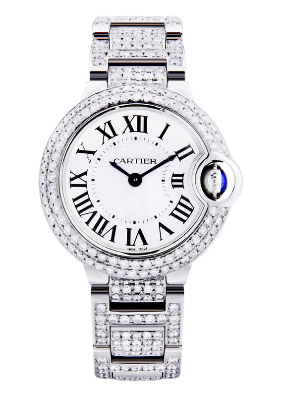 Diamond Cartier Ballon Bleu Watch For Women | Stainless Steel | 28 Mm