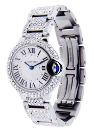 Diamond Cartier Ballon Bleu Watch For Women | Stainless Steel | 28 Mm