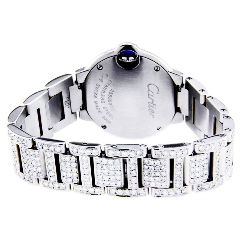 Diamond Cartier Ballon Bleu Watch For Women | Stainless Steel | 28 Mm