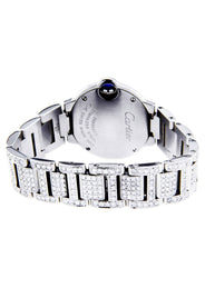 Diamond Cartier Ballon Bleu Watch For Women | Stainless Steel | 28 Mm