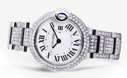 Diamond Cartier Ballon Bleu Watch For Women | Stainless Steel | 28 Mm