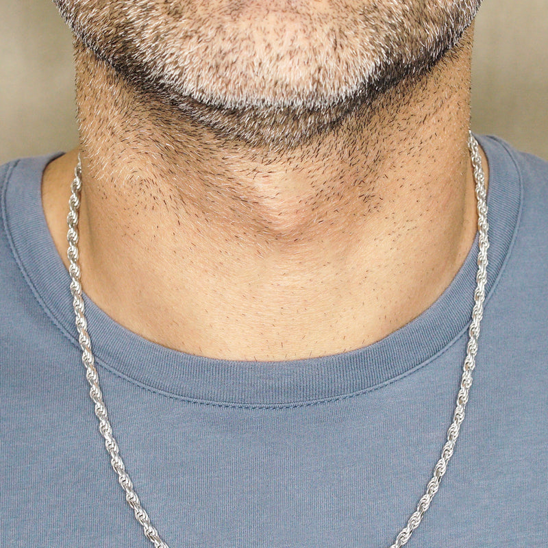 Silver Chain - Mens White Chain / Rope Chain / 3.5 MM