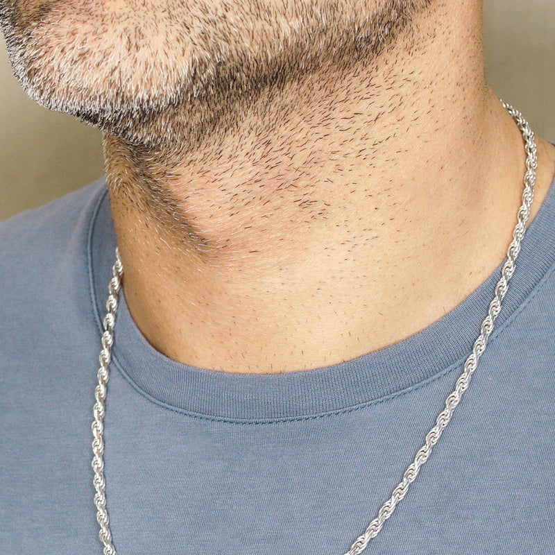 Silver Chain - Mens White Chain / Rope Chain / 3.5 MM