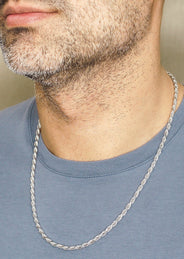 Silver Chain - Mens White Chain / Rope Chain / 3.5 MM