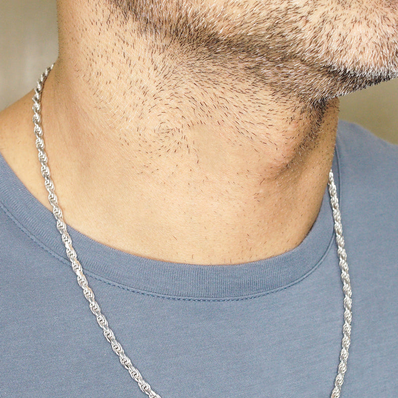 Silver Chain - Mens White Chain / Rope Chain / 3.5 MM