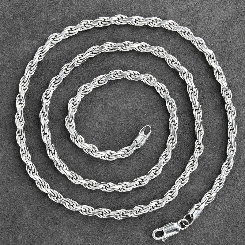 Silver Chain - Mens White Chain / Rope Chain / 3.5 MM