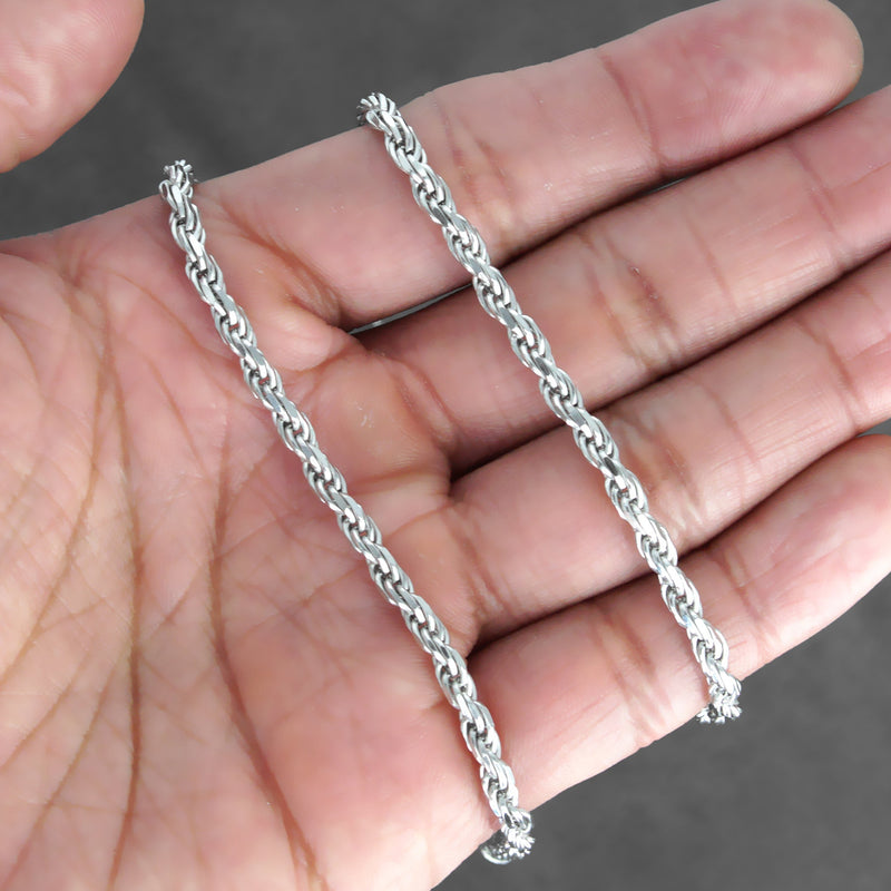 Silver Chain - Mens White Chain / Rope Chain / 3.5 MM