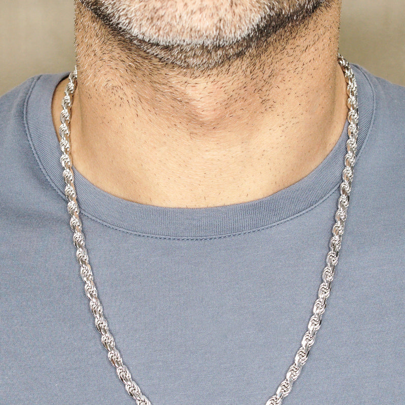 Silver Chain - Mens White Chain / Rope Chain / 6 MM