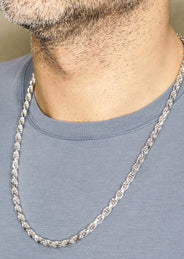 Silver Chain - Mens White Chain / Rope Chain / 6 MM