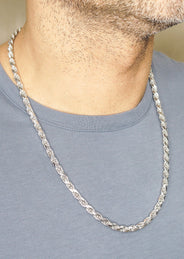 Silver Chain - Mens White Chain / Rope Chain / 6 MM