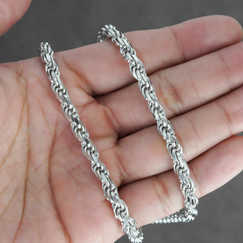 Silver Chain - Mens White Chain / Rope Chain / 6 MM