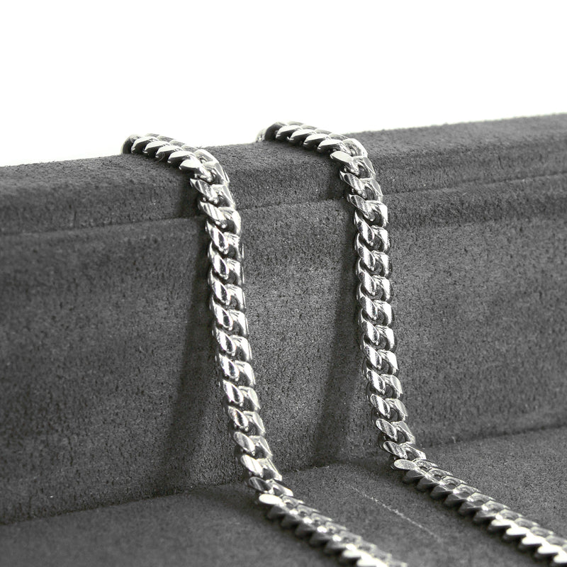 Silver Chain - Mens White Chain / Miami Cuban Link / 4 MM
