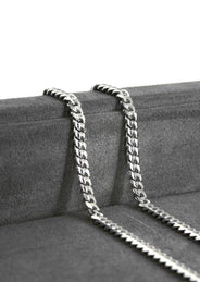 Silver Chain - Mens White Chain / Miami Cuban Link / 4 MM