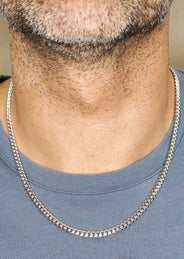 Silver Chain - Mens White Chain / Miami Cuban Link / 5 MM