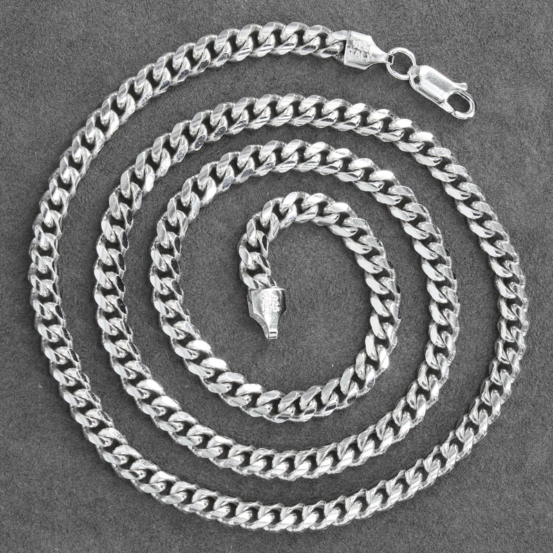 Silver Chain - Mens White Chain / Miami Cuban Link / 5 MM