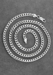 Silver Chain - Mens White Chain / Miami Cuban Link / 5 MM