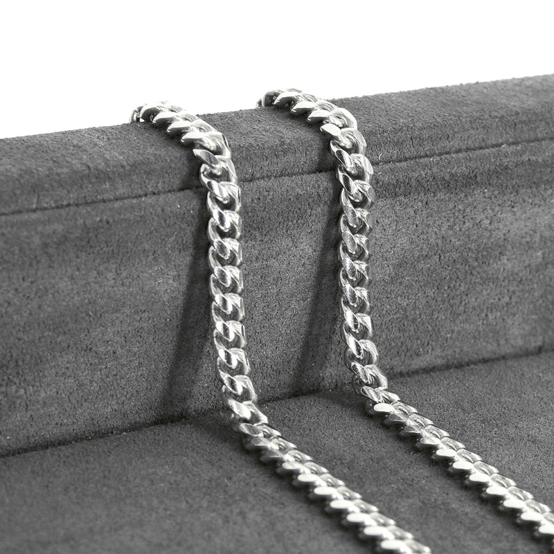 Silver Chain - Mens White Chain / Miami Cuban Link / 5 MM