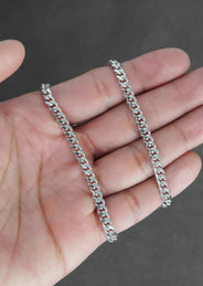 Silver Chain - Mens White Chain / Miami Cuban Link / 5 MM