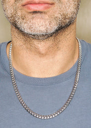 Silver Chain - Mens White Chain / Miami Cuban Link / 7 MM