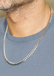 Silver Chain - Mens White Chain / Miami Cuban Link / 7 MM