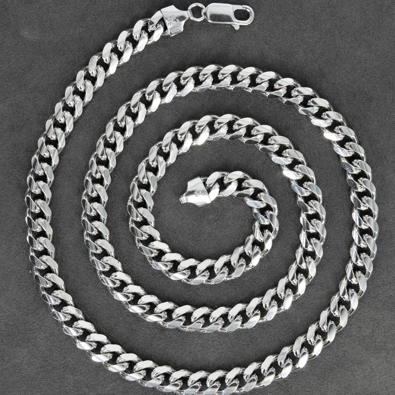 Silver Chain - Mens White Chain / Miami Cuban Link / 7 MM