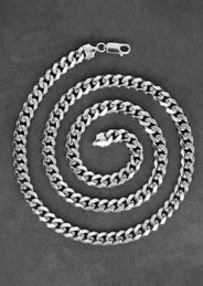 Silver Chain - Mens White Chain / Miami Cuban Link / 7 MM