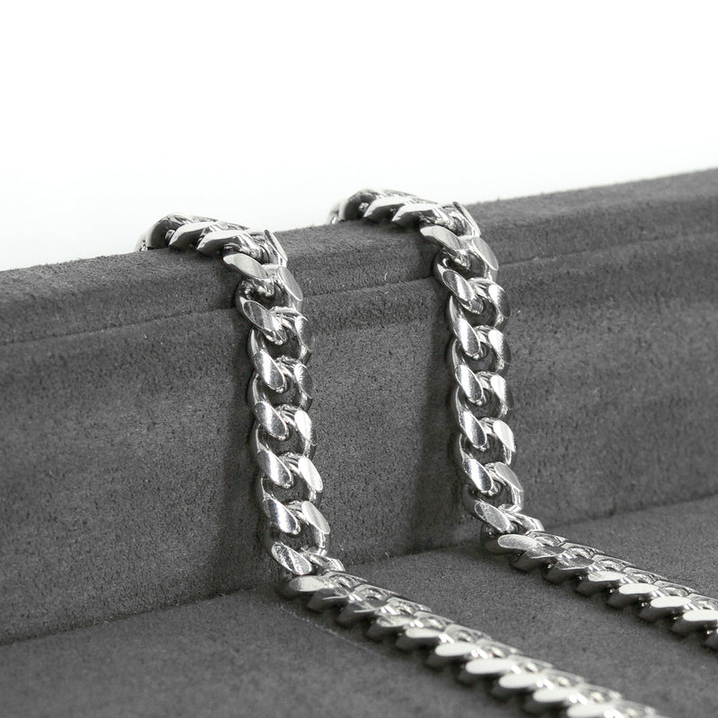 Silver Chain - Mens White Chain / Miami Cuban Link / 7 MM