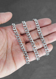 Silver Chain - Mens White Chain / Miami Cuban Link / 7 MM